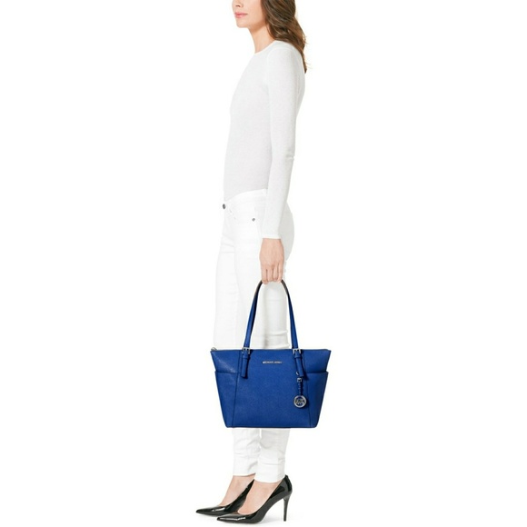 New! MICHAEL KORS Leather Tote Bag Electric Blue - Picture 4 of 8